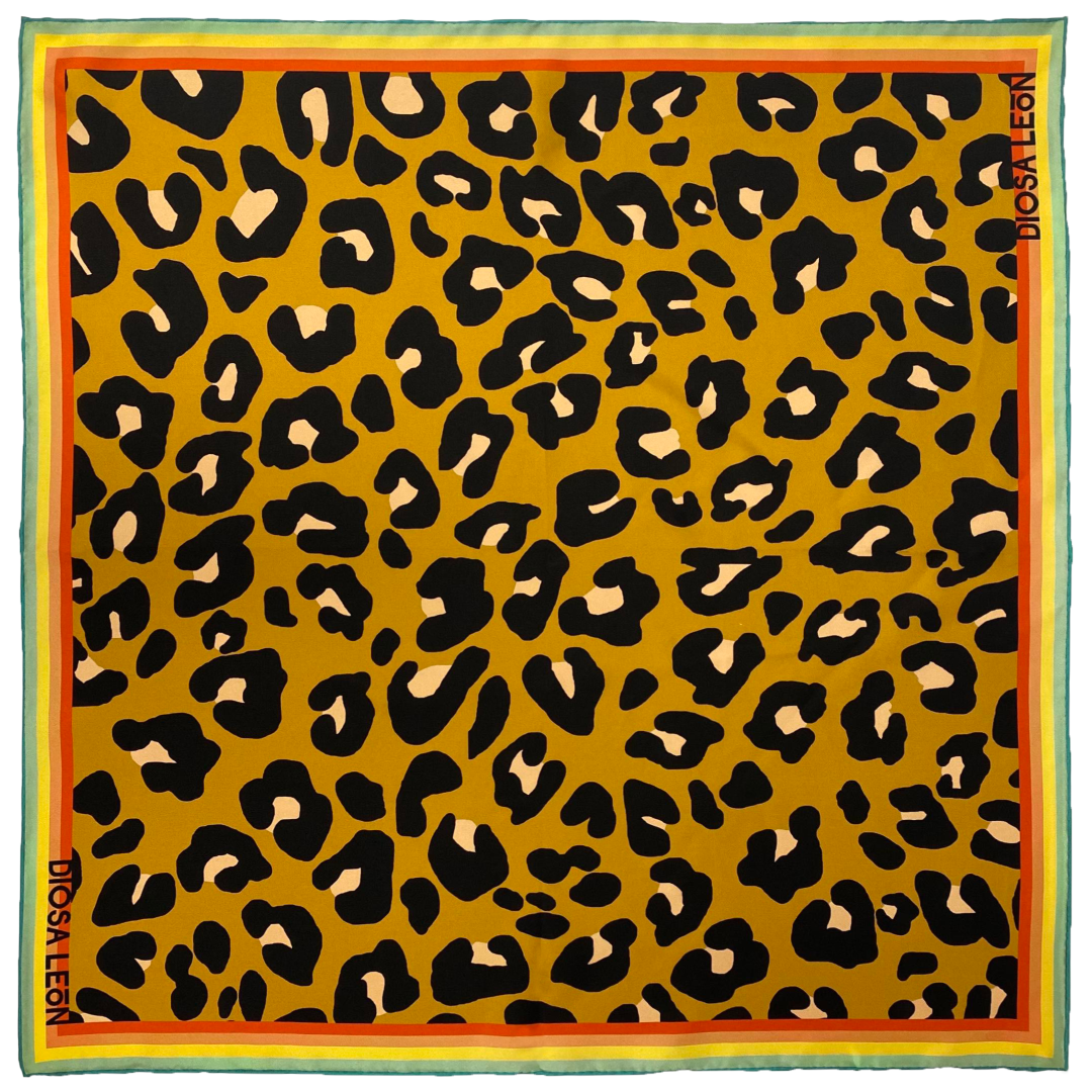 Diosa León Palm Springs Leopard Print Silk Scarf